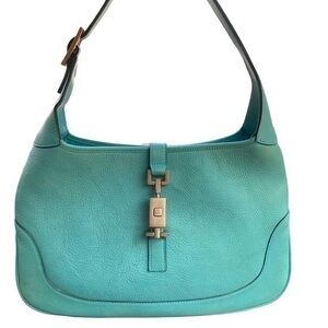 Gucci vintage y2k tom ford blue green aqua leather Jackie o handbag